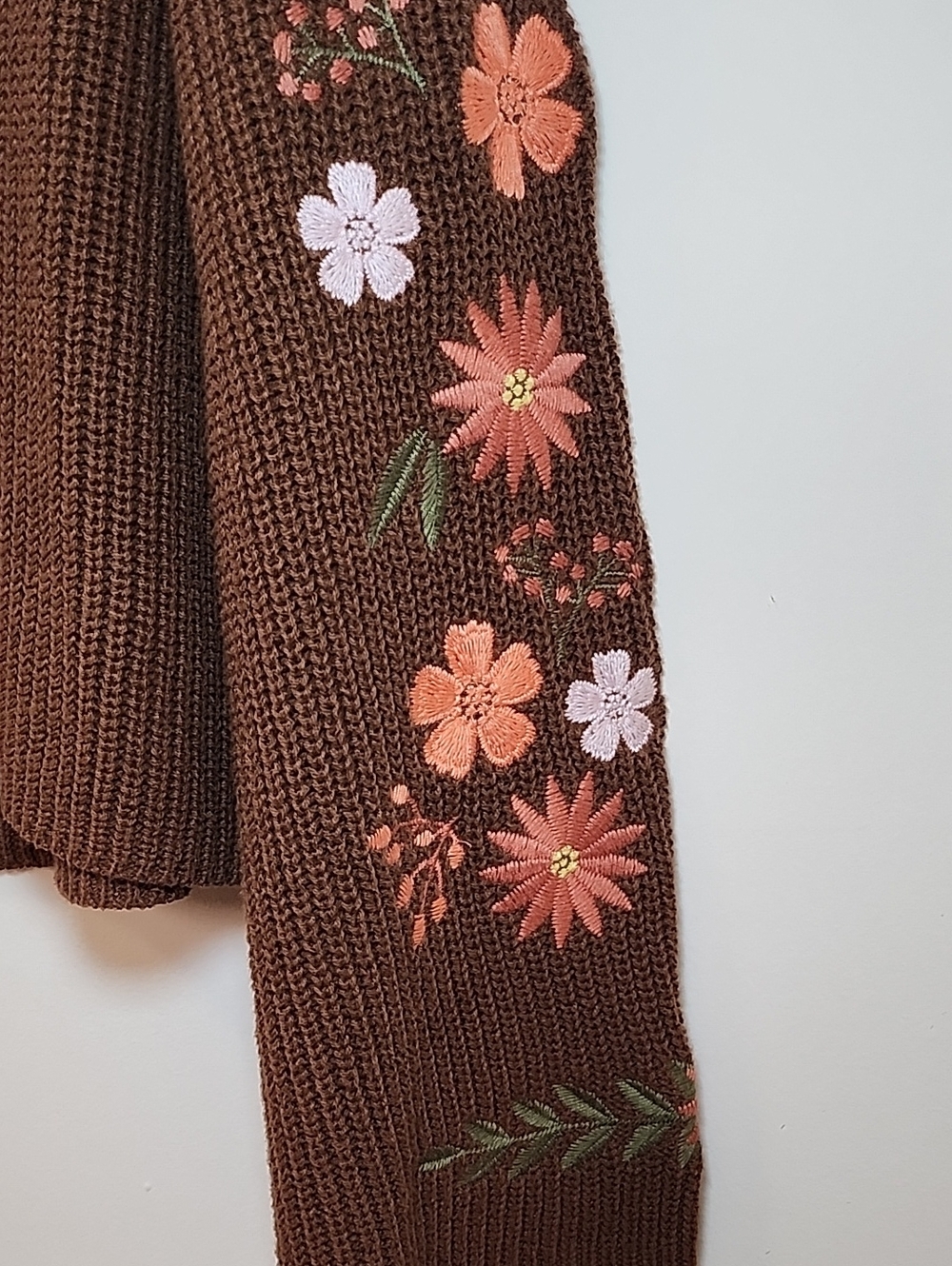 Francesca's Hailee embroidered pullover sweater colorful floral bell Sleeves L - Picture 11 of 14